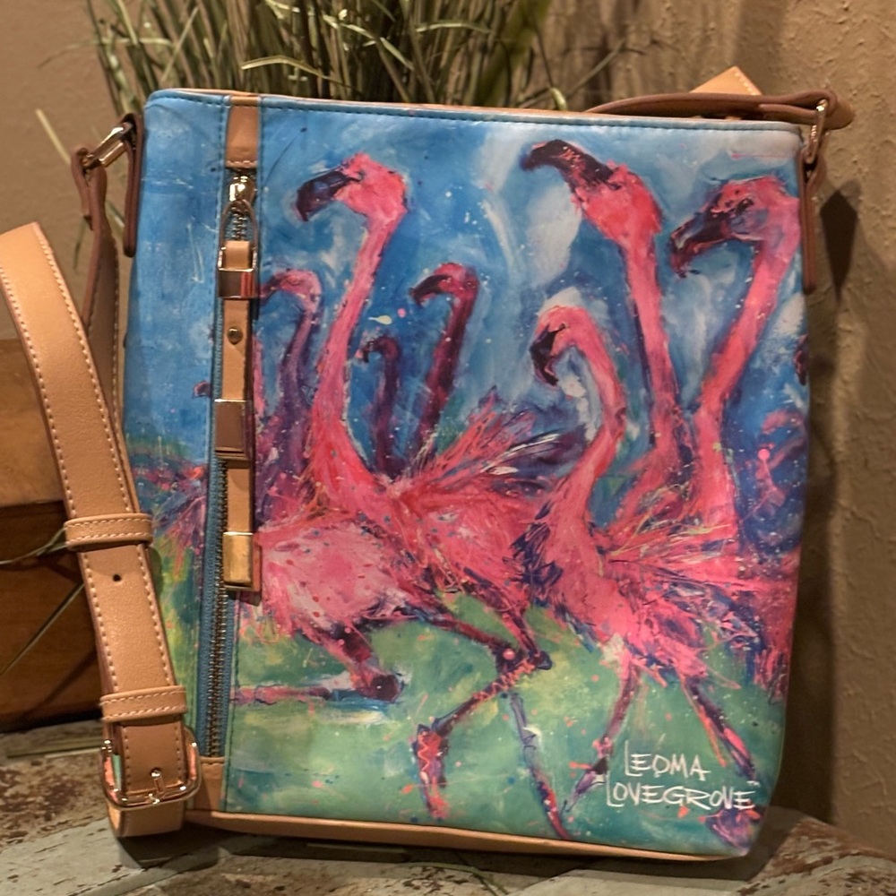 Leona Lovegrove Flamingo Print Cossbody Bag